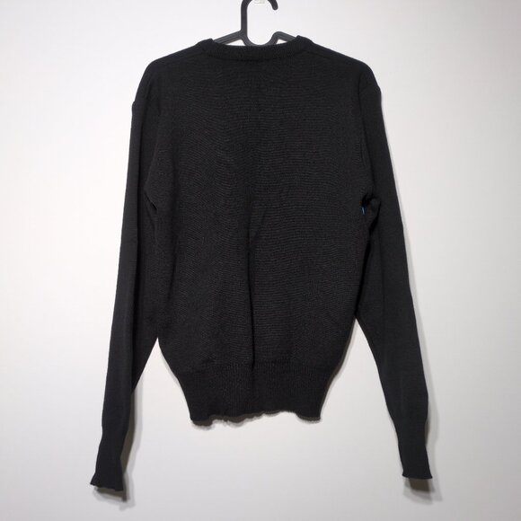 Vintage Wool Sweater Womens LARGE Black Neon Geometric Long Sleeve NOS - Picture 2 of 6